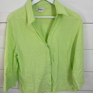 Lime Green 100 Linen Women's Top